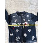 All Points Vintage Christmas Santa Snowflake Sweater Cardigan Womens Size L Blue Size L Photo 6