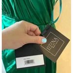 Mac Duggal Ieena Emerald Green One-Shoulder Ruched Satin Gown Size 6 $398 Photo 6