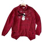 VINTAGE PBJ SPORT Embroidered Snowman Sweater Red Size M Photo 2