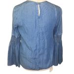 Beach lunch lounge chambray pullover bell sleeve top blouse Photo 3