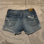 American Eagle  Outfitters Tom Girl Blue Distressed Jean Shorts Photo 1