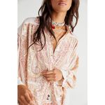 Free People Midnight Fever Paisley Button Down Top Boho Size Large Photo 1