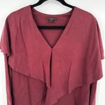 COS Women Burgundy Long Sleeve Waterfall Draped Top Size Medium Photo 1