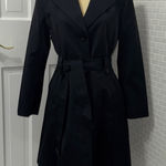 DKNY  Black fitted trench coat with interior red Trim. Pockets. Size Medium. Photo 0