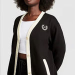 PINK - Victoria's Secret  NWT Boyfriend Cardigan Black and Cream Varsity sweater S Photo 0