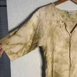 Oh My Gauze! Tie Dye Top Size 1 Lagenlook Casual Notch V Neck Tan Olive Size M Photo 2