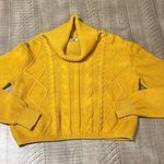 GBG Cropped Cowl Neck Golden Yellow Cable Knit Sweater Women's Size XS Gold Photo 0