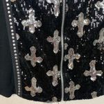 Biker Pride womens XL large black tank sequin cross silver moto harley zip up Photo 5