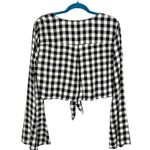 Wild Fable Black & White Gingham Plaid Cropped Bell Sleeve Blouse Photo 7
