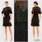 Mac Duggal  9143 Womens Black Embellished Illusion High Neck Mini Dress Photo 1