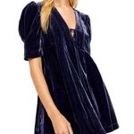 Free People  Adelle Velvet Tunic Top/Mini Dress in Indigo Lost Blue Photo 0
