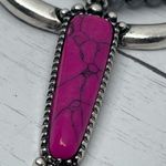 New Pink and Silver Longhorn Pendant on 18” Beaded Navajo Style Chain Photo 6