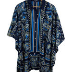 Lands' End  Paisley Button Front Tunic Kaftan Top Large Cotton Resort Cover Up Photo 0