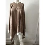 mellifluous Ruana Cape Beige White viscose wrap Scarf Sweater Poncho Open Front Size L Photo 5