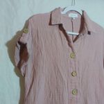 Marble Mauve Pink Gauzy Button Up Romper Casual Simple Size S/M Photo 1