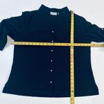 Buttons Kathy Che Stretch Size 14/16W Black Blouse 3/4 Length Sleeve Silver Photo 5