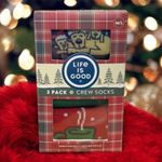 Life is Good NEW  3 Pack Holiday Crew Socks Cozy Gifting Puppy W5-9 M4-8 Photo 1