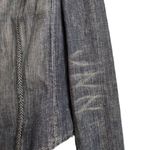 Elie Tahari Washed Blue Embellished Hook Closure Stand Collar Military Jacket L Photo 4