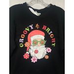 Groovy‎ & Bright Santa Sweatshirt Hippie Christmas Holiday Retro Top Small Black Photo 5