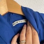 Alice + Olivia  Cassidy Tie Neck Blue Mini Dress 100% Silk Size Extra Small Photo 3
