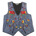 Embroidered Denim Vest Pride Rainbow Heart Size Medium‎ Agapo India Art Colorful Photo 0