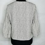 fab'rik  Size M Blouse Top Front Tie Knot V-Neck Cream Black Bell Sleeve Photo 8
