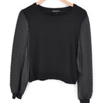 Generation Love  Quilted Faux Leather Sleeve Sweatshirt Crewneck Black Women's S Photo 0