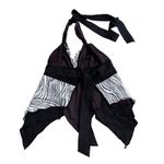 Y2K Purple Black Halter Top Zebra Stripes Handkerchief Hem Grunge Babydoll Top S Photo 1