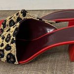 STAUD  Women's Red Asymmetrical Beaded Mule Sandals Size 40 Photo 0