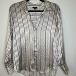 Rails Dorian Silk Satin Stripe Blouse Womens small Long Sleeve Lightweight Photo 3