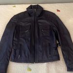 Navy Blue Leather Jacket Large Lulu Bravo Photo 0