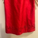 Ann Taylor VTG 90’s Red Silk Shantung Spaghetti Strap Dress w/Embroidery Rachel Photo 2