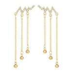 Women's Long Metal Chain Tassel Dangle Drop Earrings Gold Photo 4