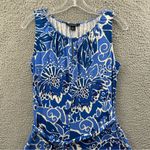 Lands' End Sleeveless Stretch Floral Midi Dress Blue Beach Travel Women's XS Photo 1