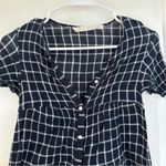 ZARA  Trafaluc Blue White Button Down Plaid Check Shirt Dress Romper Jumpsuit XS Photo 7