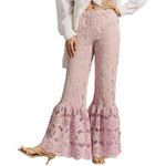 Anna Sui for FREE PEOPLE Pink Floral Lace Pants, Size L, New w/o Tag MSRP $559 Photo 0