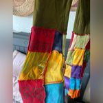 rising international BoHo patchwork bell bottom stretchy pants XXS/XS Green Photo 4