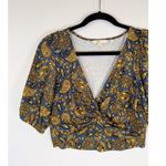 Boden Womens Top Green Floral Paisley V Neck Cropped Twist Front Boho Size 6 Photo 5