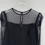 I.N. San Francisco blouse women's M mesh polka dot puff sweetheart stretch black Photo 1