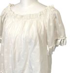 In Loom Tassel Accent Boho Eyelet Rayon Top Off White Size Small Photo 1
