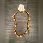 NWT Hush Beaded Necklace and Earrings Jewelry Gift Set Brown Gold Orange Photo 1
