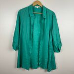 Coldwater Creek Womens 100% Linen Button Down Shirt in Teal Sz L Lightweight Photo 1