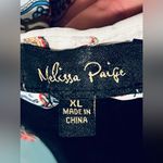 Melissa Paige Blouse SZXL White Popover Split Grommet Sleeve Geo Nature Print Photo 2