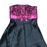 Vintage Jessica McClintock Gunne Sax Satin Black Hot Pink Dress Prom Party Sz 9 Photo 1