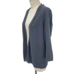 Kate Spade Black Scallop Trim Cotton Cashmere Cardigan Sweater Size Large Photo 4