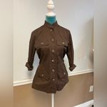 Kate Hill  Belted Utility Jacket – Brown Military‎ Style | Size S | Cargo Pockets Photo 5