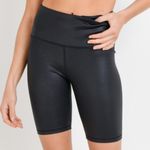 Mono B size small black foil high waist biker shorts discreet phone pouch new Photo 11