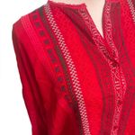 Johnny Was  Red Embroidered Boho Blouse Women’s Small Photo 3