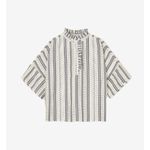 Sandro Striped Guipure Lace Trim Short Top Blouse Size 4 Small EUC Photo 5