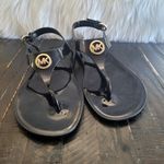 Michael Kors  Black Jelly Thong Sandals With Gold MK Emblem Women's Size 8 Photo 1